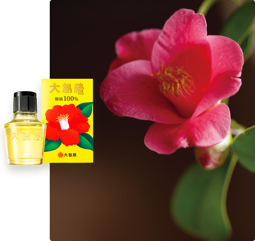 椿の花と大島椿の商品イメージ